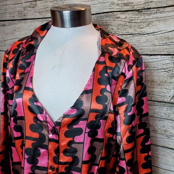 First Distraction The Label Shirt Dress In Multi Retro Print Size 8 NWT - Picture 5 of 11